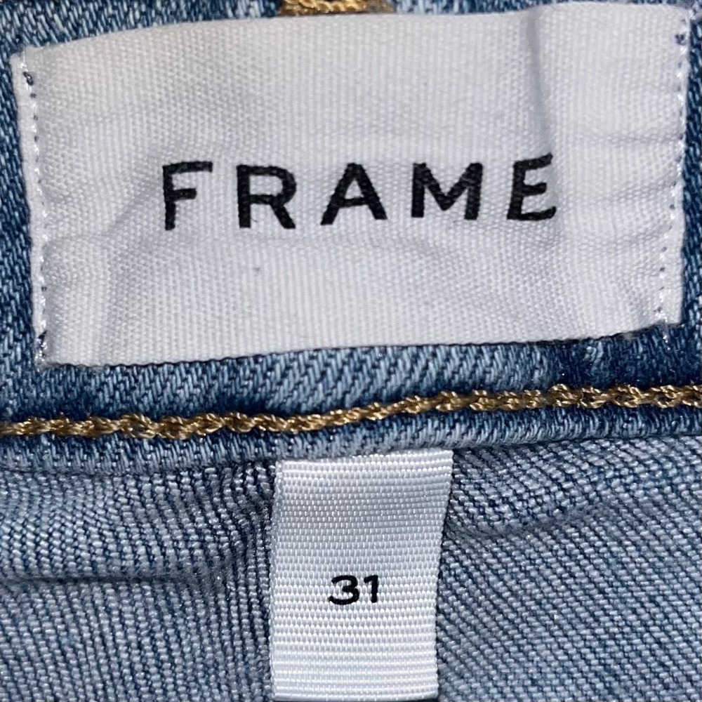 FRAME Le Sylvie Crop Jeans Women's Size 31 Light Wash Distressed Raw‎ Hem - Picture 7 of 10